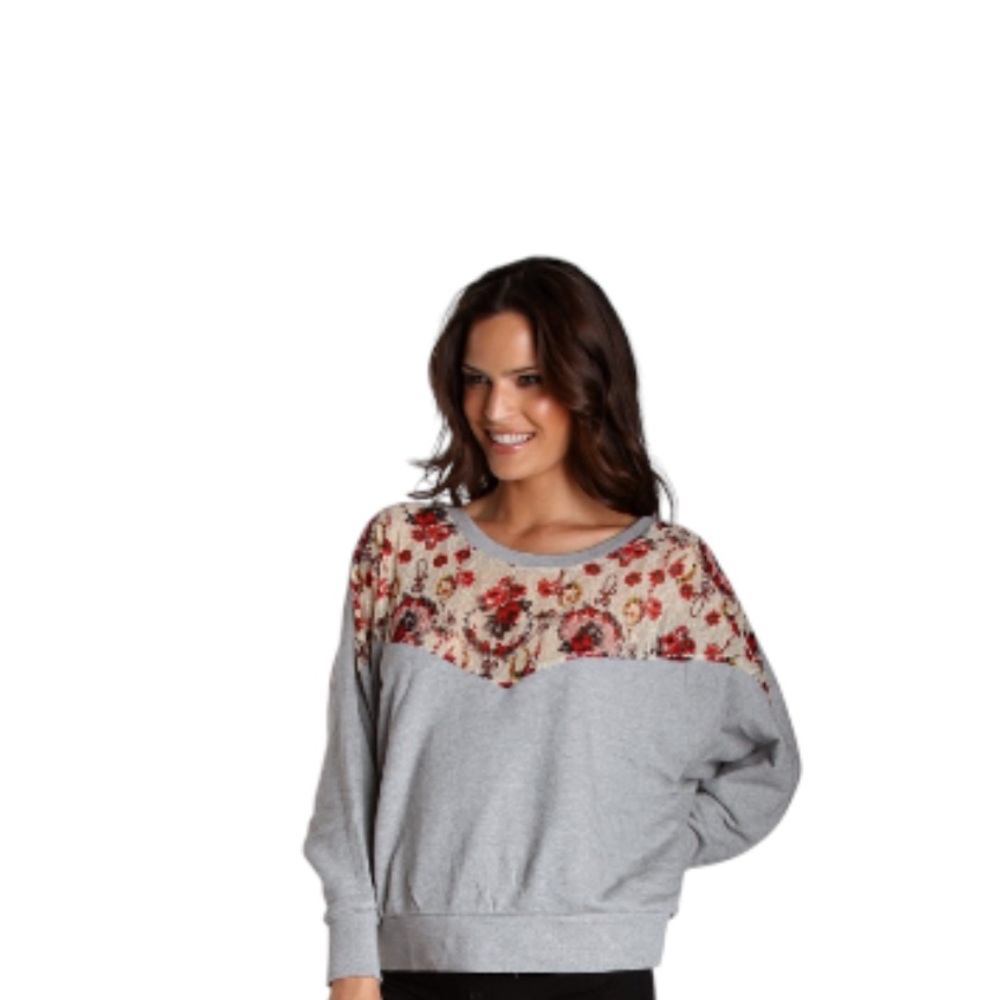 Free People Floral Cropped Sweatshirt - Women’s Size Small